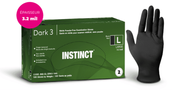 DARK 3 Powder-Free Black Nitrile Gloves, Industrial Grade #INS-GL-DRK3-100