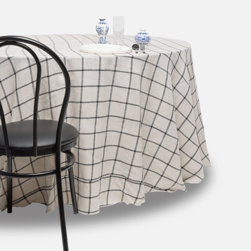 Nappe Coffre Carreaux noir - Lin