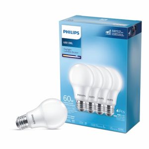 Philips ampoule DEL A19 E26, équivalent 60W, lumière du jour (5000K), paquet de 4