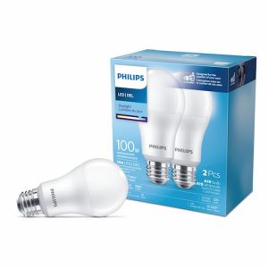 Philips ampoule DEL A19 E26, équivalent 100W, lumière du jour (5000K), paquet de 2