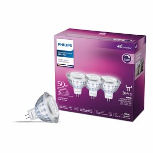Philips ampoule DEL MR16, équivalent 50W, gradable, blanc éclatant, paquet de 3