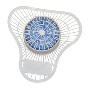 Grille d'urinoir avec bloc désodorisant aux enzymes bleu