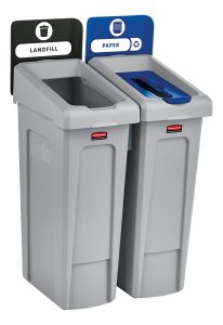 Station de recyclage à 2 voies / déchets et papiers