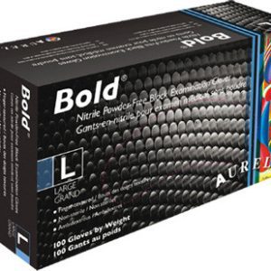 BOLD MAX gants médicaux en nitrile doux, sans poudre, noir, 6 mil, texture diamant, très grand, 90/boîte