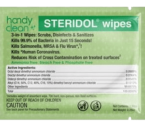 HandyClean Steridol lingettes désinfectantes pour surfaces dures, emballées individuellement