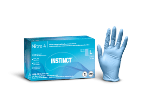 NITRO 4 gants médicaux jetables en nitrile, 4 mil, bleu, sans poudre, très grand, 100/boîte