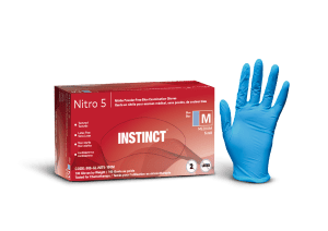 NITRO 5 gants médicaux jetables en nitrile, 5 mil, bleu, sans poudre, grand, 100/boîte