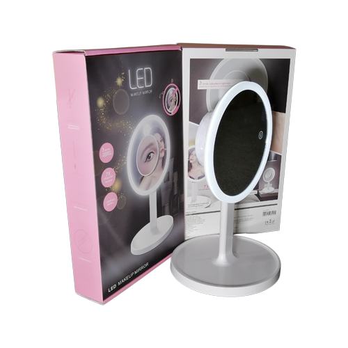 Miroir de maquillage grossissant 8 po avec lumières, rechargeable, double face 1X 7X