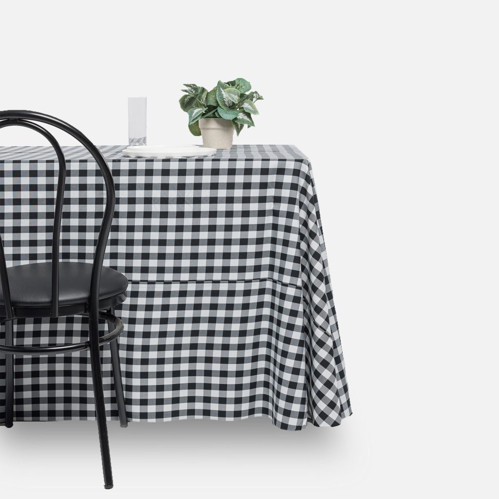 Fitted tablecloth, Black Plaid - Polyester