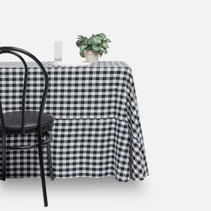 Fitted tablecloth, Black Plaid - Polyester