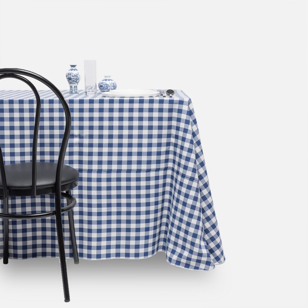 Fitted tablecloth, Blue Plaid - Polyester