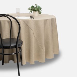 Fitted tablecloth, Beige - Linen