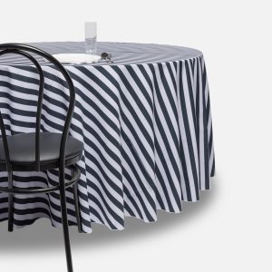 Fitted tablecloth, Black Striped - Polyester
