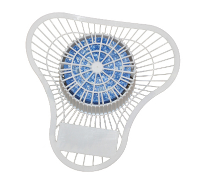 Grille d'urinoir avec bloc désodorisant aux enzymes bleu