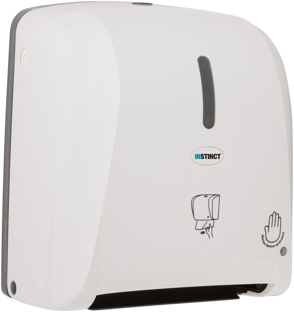 Electronic auto-cut hand towel dispenser, white
