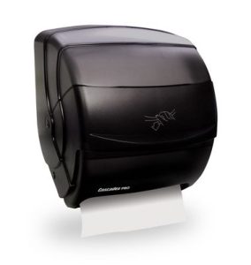 Universal easy-pull roll hand towel dispenser