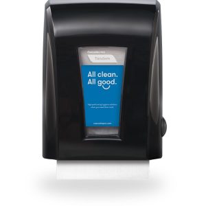 Tandem touchless mechanical hand towel dispenser, white