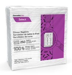 Serviettes de table 1 pli, pli diamant 1/8, blanc