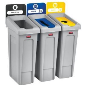 3-stream recycling station / waste, paper, bottles