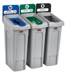 3-stream recycling station / waste, compost and mixed recycling