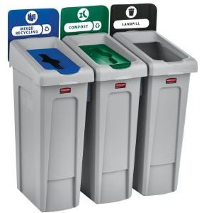 3-stream recycling station / waste, compost and mixed recycling