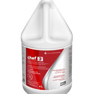 CHEF 3 ready-to-use disinfecting spray bottle label