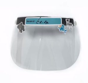 Customizable kids face shield with fun stickers