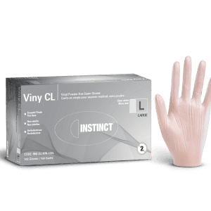VINY disposable vinyl gloves, industrial grade, clear, large, 100/box
