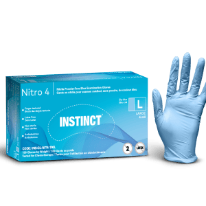 NITRO 4 disposable nitrile medical gloves, 4 mil, blue, powder-free, large, 100/pack