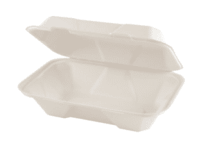 Compostable bagasse clamshell