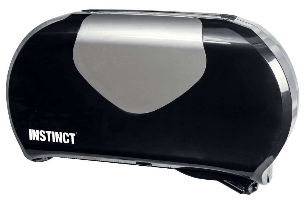 9'' JBT double toilet paper dispenser, black and stainless steel