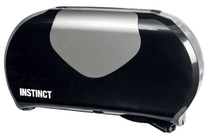 9'' JBT double toilet paper dispenser, black and stainless steel
